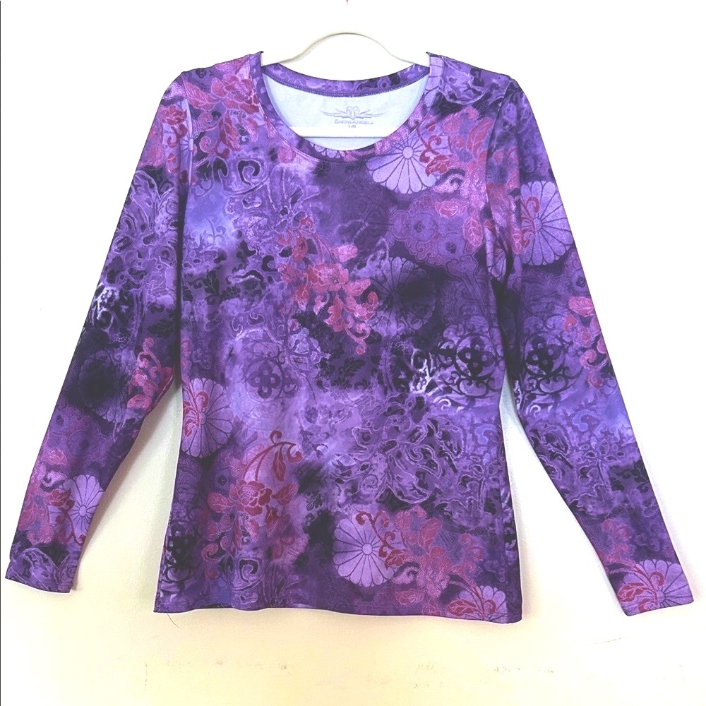 Snow Angel Watercolor Purple and Stretchy Long Sleeve Top
